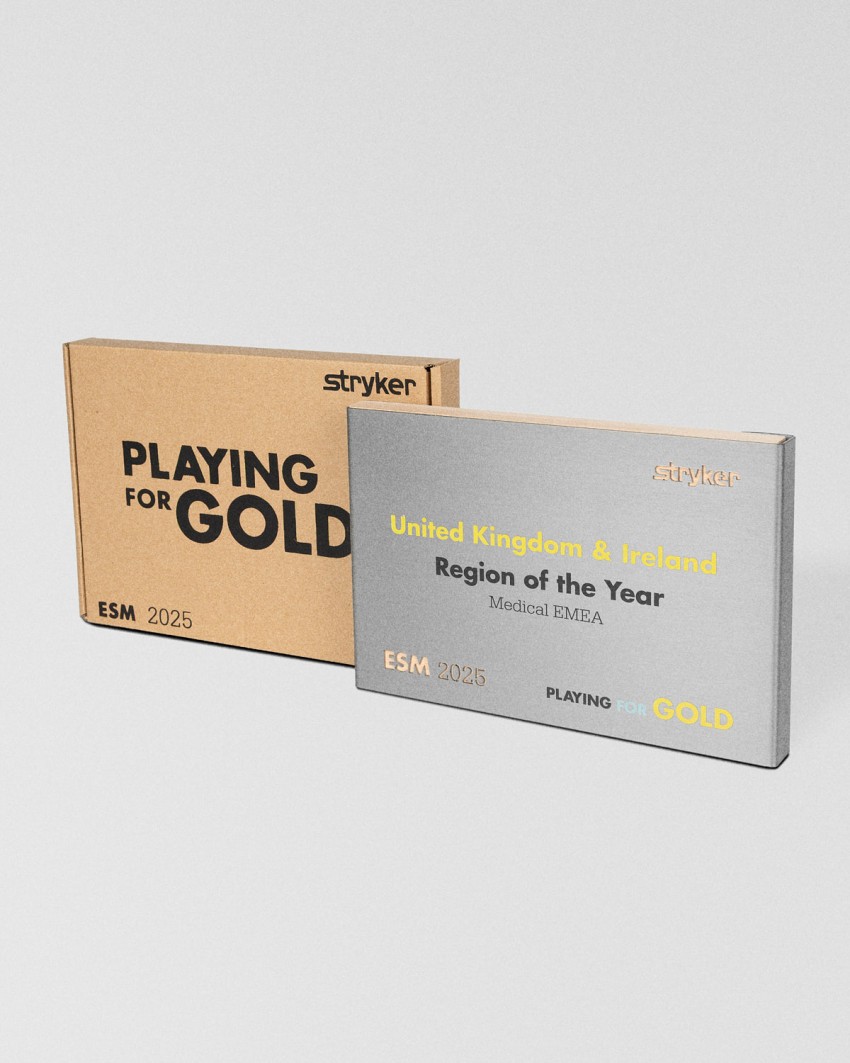 HOVER Troféu feito por medida fabricado pela Sustain Awards para Stryker ESM, 2025