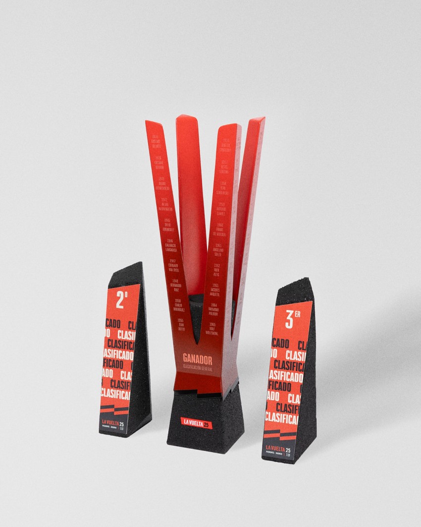 Troféu feito por medida fabricado pela Sustain Awards para La Vuelta, 2025