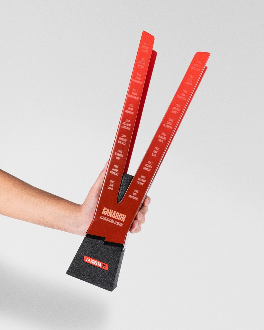 Troféu feito por medida fabricado pela Sustain Awards para La Vuelta, 2025