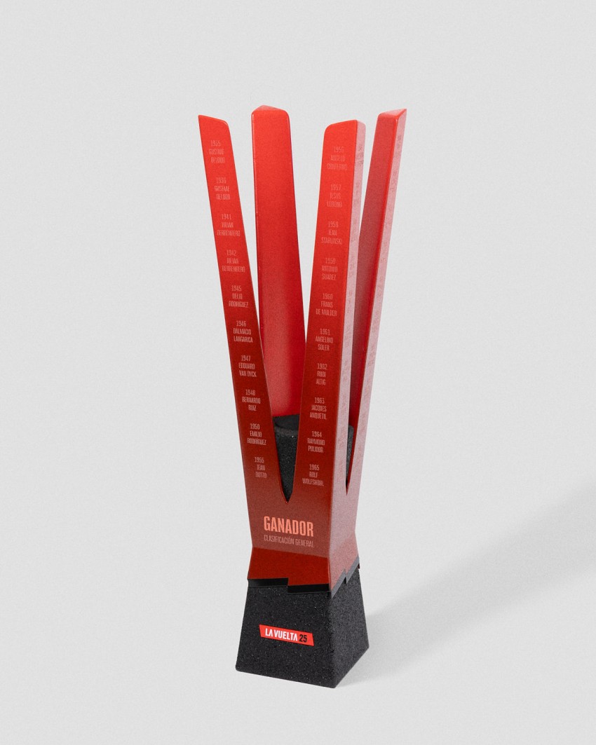 Troféu feito por medida fabricado pela Sustain Awards para La Vuelta, 2025