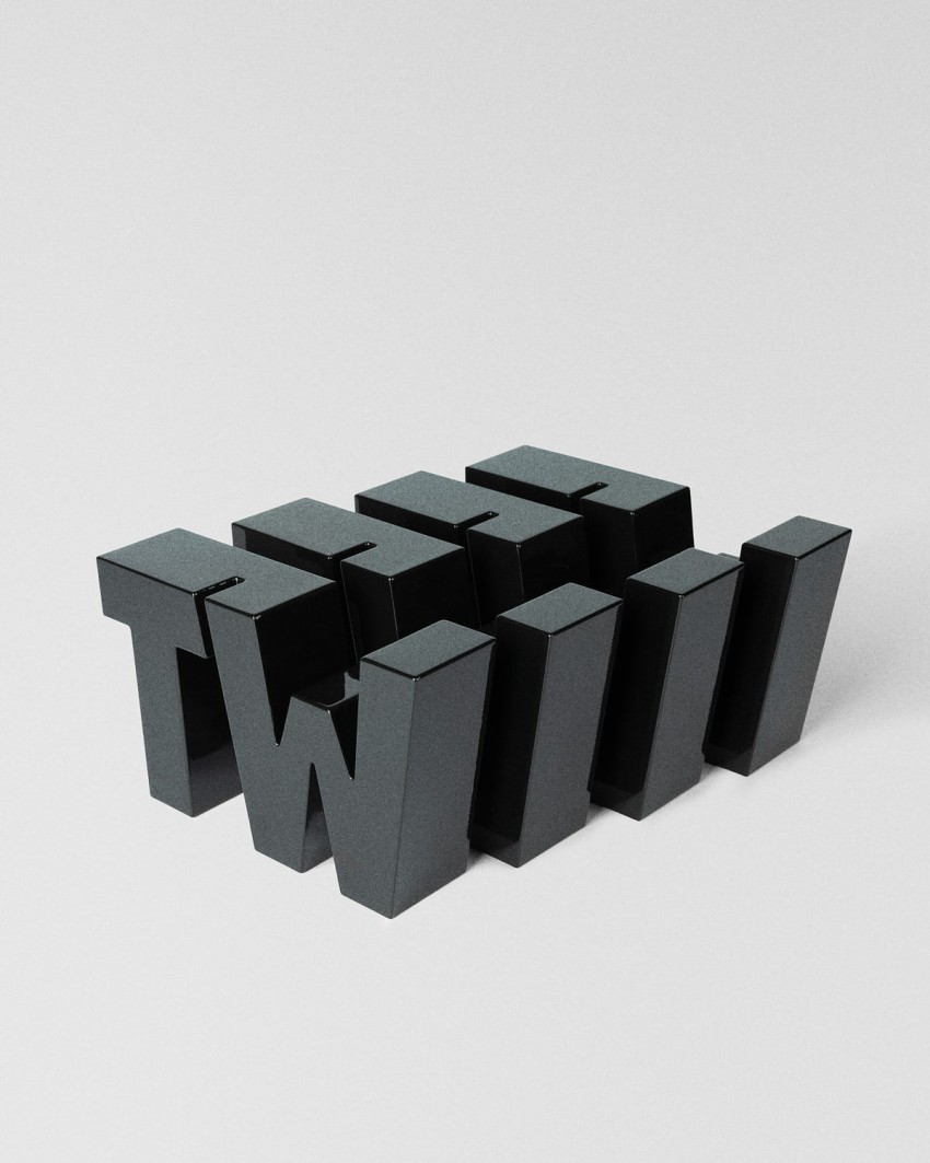 Troféu TextilWirtschaft Forum 2026 TW tipográfico preto