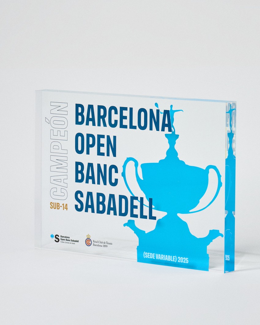 Troféu de acrílico formato placa VITRA A4 personalizado Sustain Awards