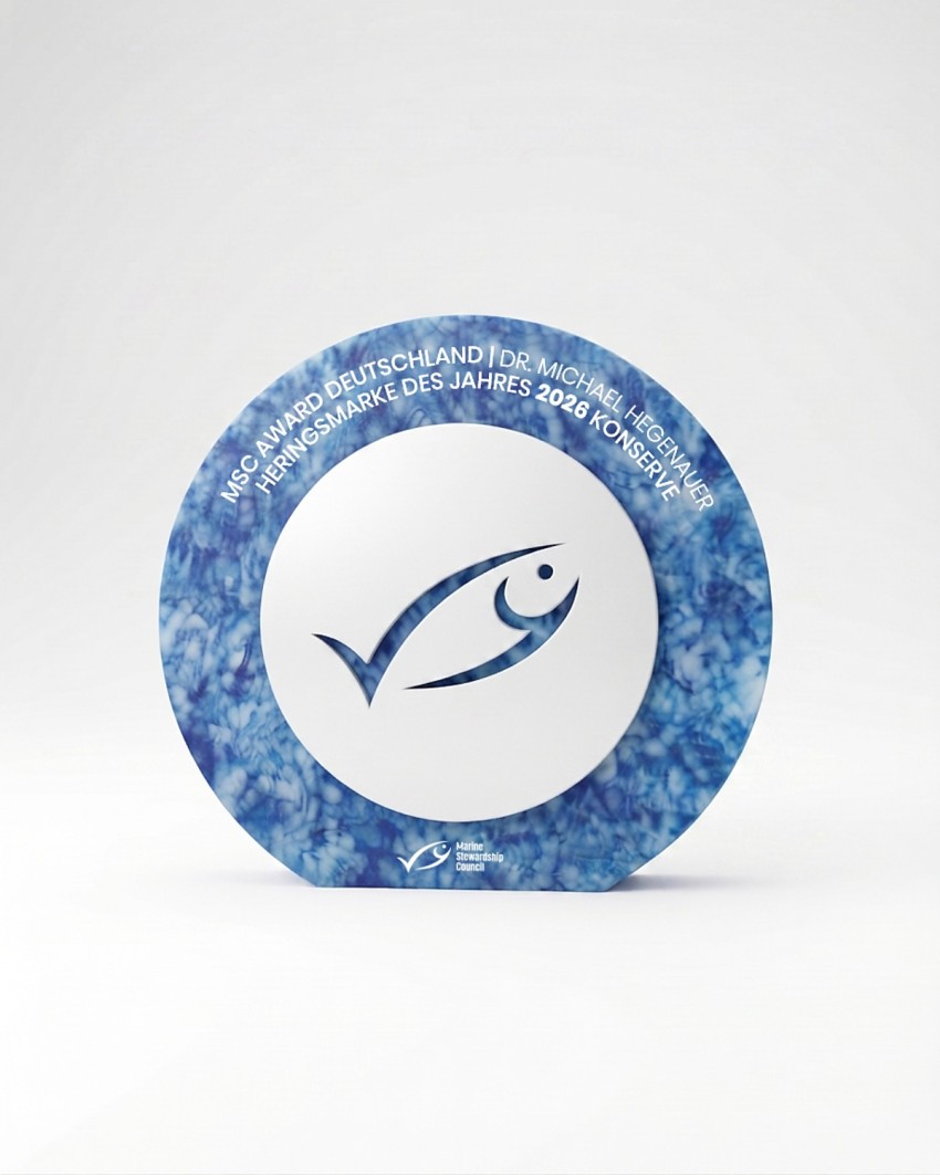 Troféu à medida para os MSC Awards feito pela Sustain Awards, vista frontal